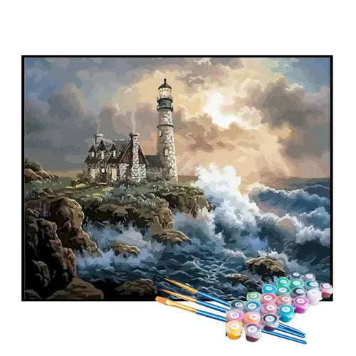 Kit de Pintura Numerada - Castelo no Penhasco