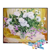 Kit de Pintura Numerada - Vaso com Flores Brancas