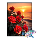 Kit de Pintura Numerada - Rosas à Beira-Mar