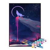 Kit de Pintura Numerada - Lobo Uivando para a Lua