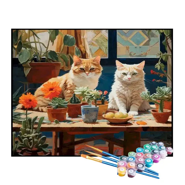 Kit de Pintura Numerada - Gatinhos na Floricultura