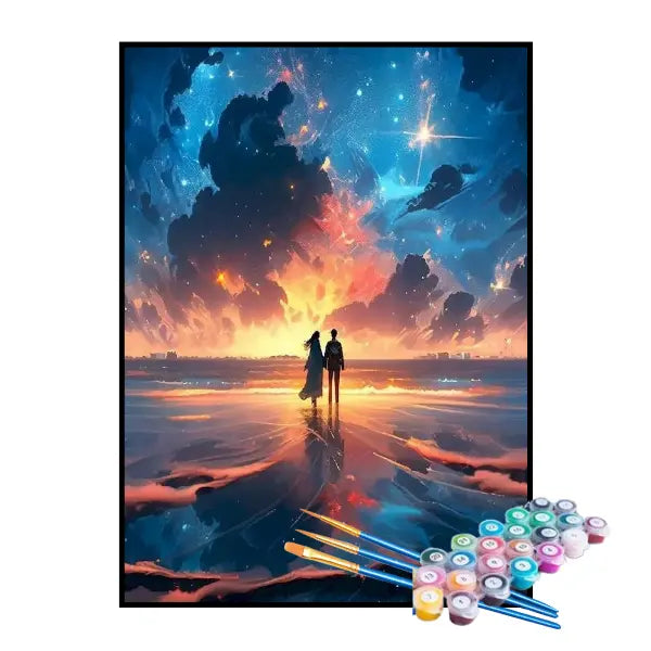 Kit de Pintura Numerada - Casal Contemplando o Universo