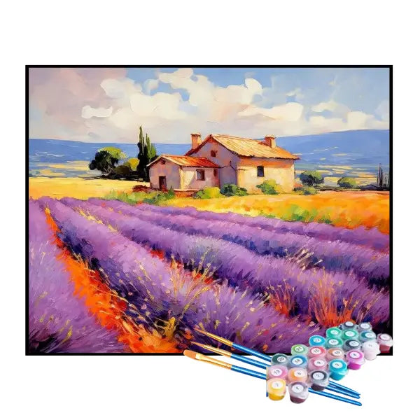 Kit de Pintura Numerada - Plantação de Lavanda no Campo