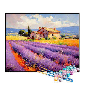 Kit de Pintura Numerada - Plantação de Lavanda no Campo