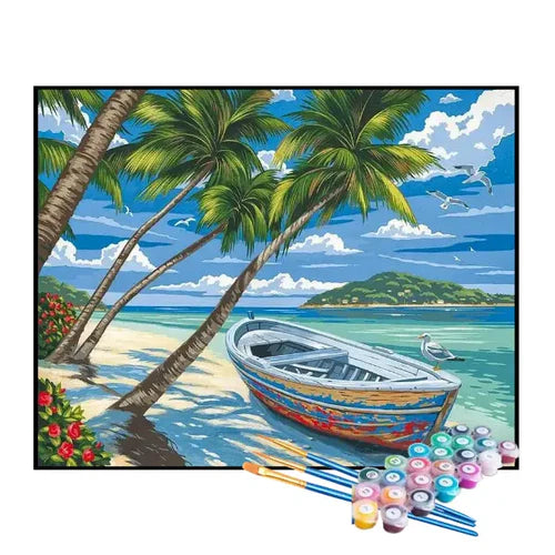 Kit de Pintura Numerada - Sombra para Descanso na Ilha