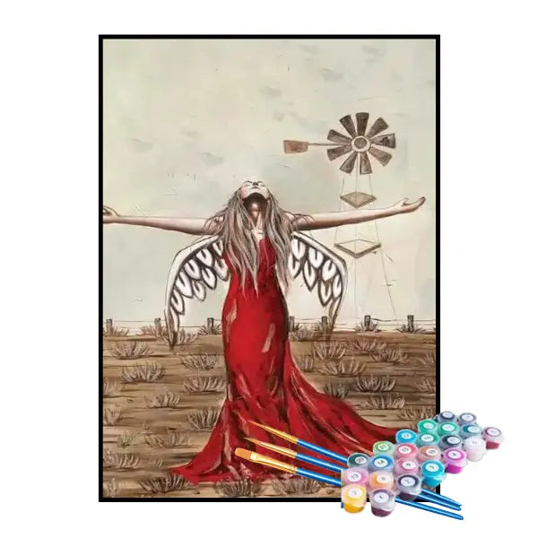 Kit de Pintura Numerada - Mulher com Asas de Anjo