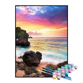 Kit de Pintura Numerada - Praia Paradisíaca e Céu Colorido