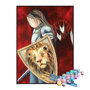 Kit de Pintura Numerada - Cavaleiro com Escudo do Leão