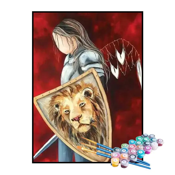 Kit de Pintura Numerada - Cavaleiro com Escudo do Leão