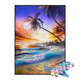 Kit de Pintura Numerada - Ondas e Céu Colorido