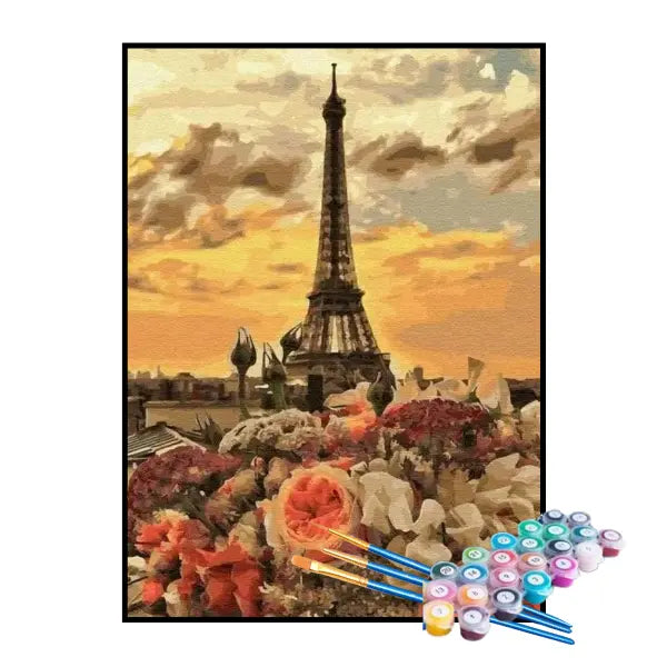 Kit de Pintura Numerada - Torre Eiffel ao Nascer do Sol