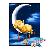 Kit de Pintura Numerada - Irmãos Coelhos Dormindo na Lua