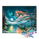 Kit de Pintura Numerada - Aurora Boreal na Neve
