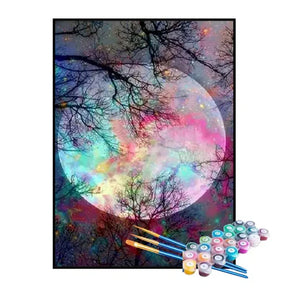 Kit de Pintura Numerada - Lua e Galáxia