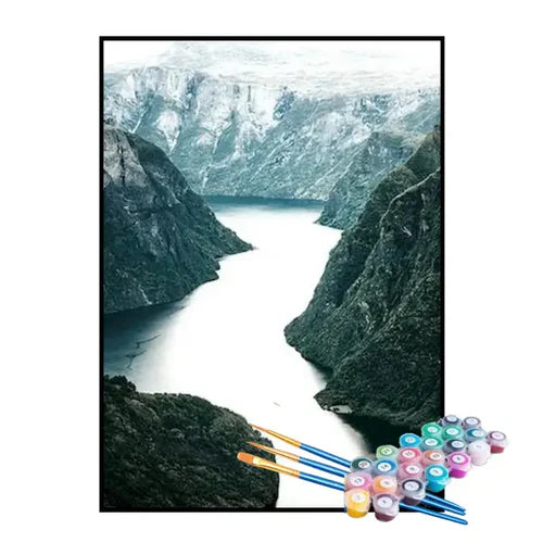 Kit de Pintura Numerada - Rio e Montanhas