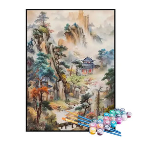 Kit de Pintura Numerada - Vila Japonesa na Névoa