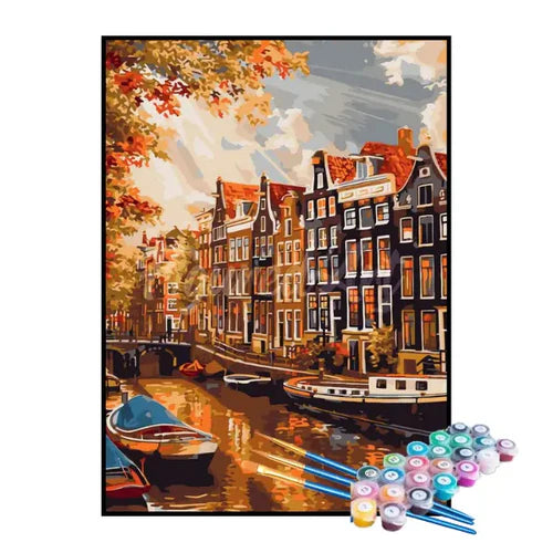 Kit de Pintura Numerada - Belos Prédios à Beira-Mar