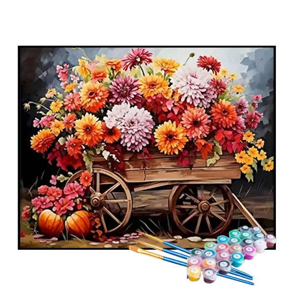 Kit de Pintura Numerada - Carruagem de Flores