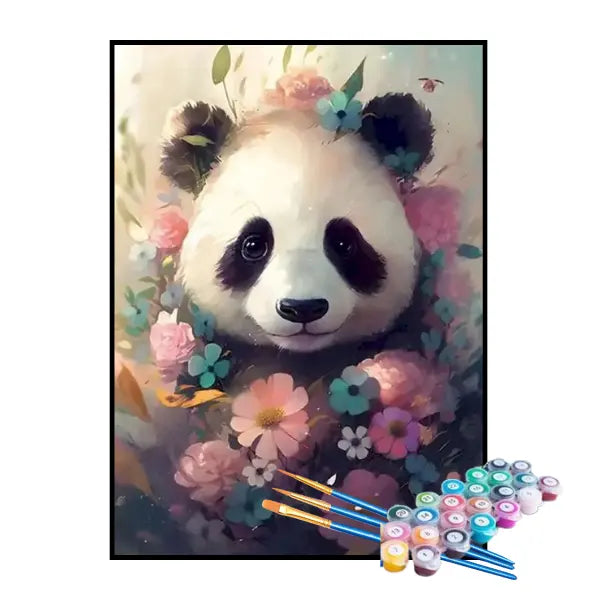 Kit de Pintura Numerada - Panda no Jardim