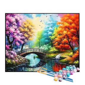 Kit de Pintura Numerada - Floresta de Árvores Coloridas