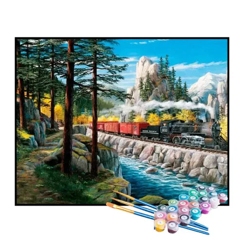 Kit de Pintura Numerada - Caminhada sobre os Trilhos