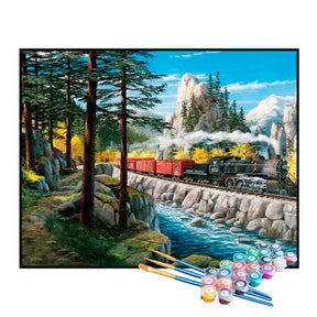Kit de Pintura Numerada - Caminhada sobre os Trilhos