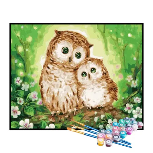 Kit de Pintura Numerada - Corujas: Mãe e Filha
