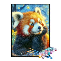 Kit de Pintura Numerada - Guaxinim Sob a Noite Estrelada