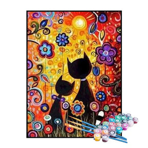Kit de Pintura Numerada - Gatos Floridos