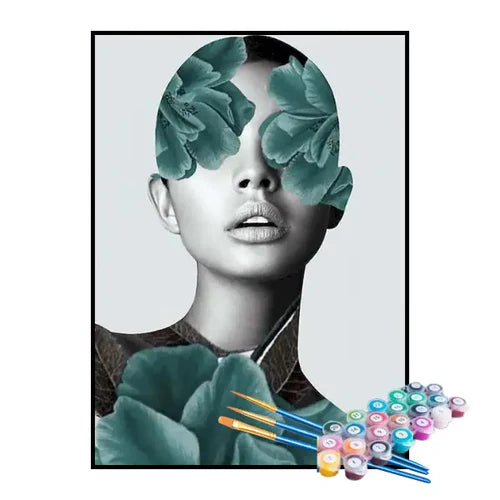 Kit de Pintura Numerada - Mulher e Flores