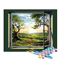 Kit de Pintura Numerada - A Janela do Amanhecer na Floresta