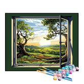 Kit de Pintura Numerada - A Janela do Amanhecer na Floresta