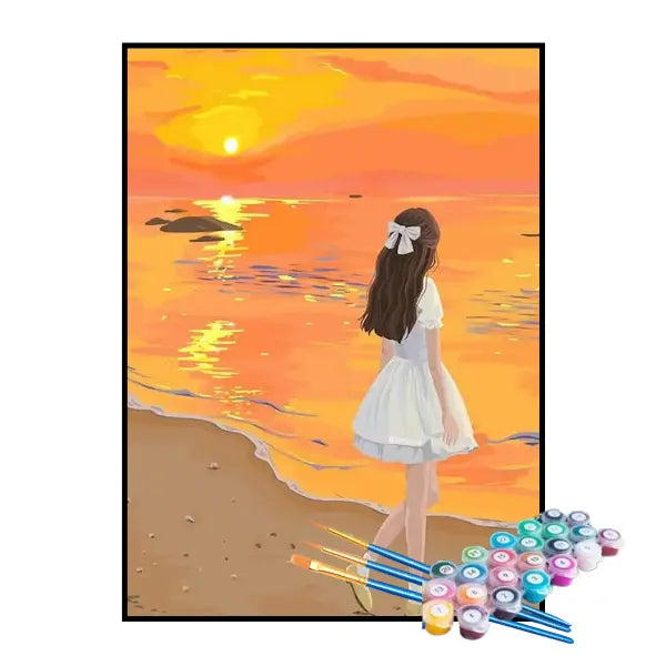 Kit de Pintura Numerada - Menina Observando o Nascer do Sol