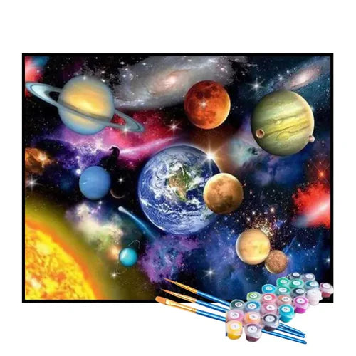 Kit de Pintura Numerada - A Terra e os Planetas