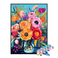 Kit de Pintura Numerada - Buquê de Flores Coloridas