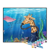 Kit de Pintura Numerada - Girafa Mergulhando no Mar