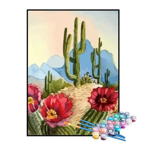 Kit de Pintura Numerada - Cactos no Campo