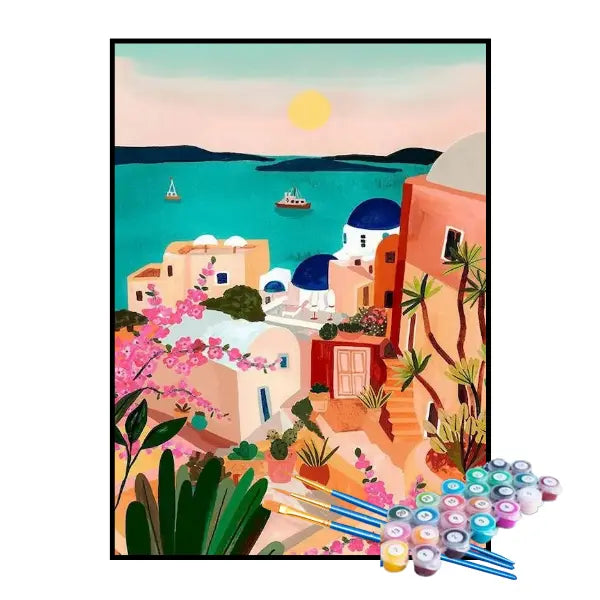 Kit de Pintura Numerada - Casas Minimalistas à Beira-Mar