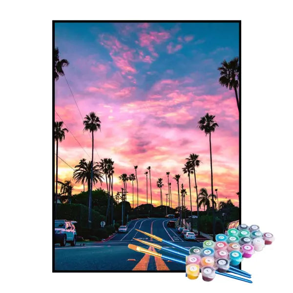 Kit de Pintura Numerada - Pôr do Sol em Los Angeles