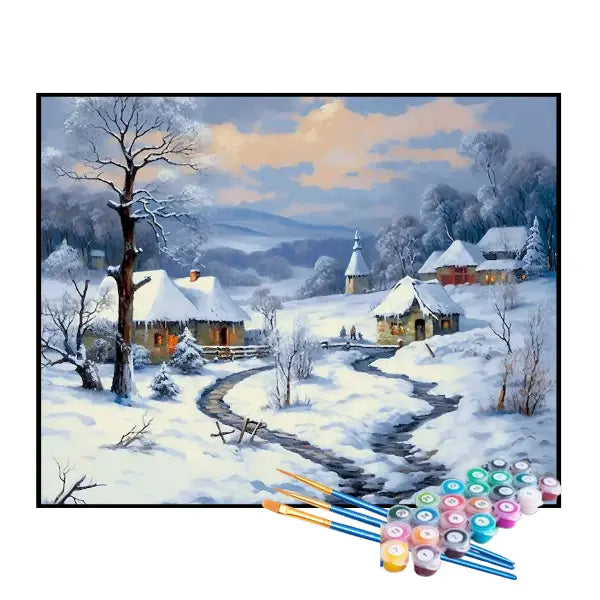 Kit de Pintura Numerada - Vila na Neve