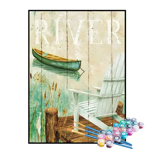 Kit de Pintura Numerada - Cadeira de Descanso na Varanda do Lago