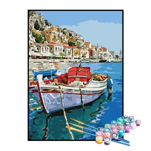 Kit de Pintura Numerada - Barco Viajando pela Europa