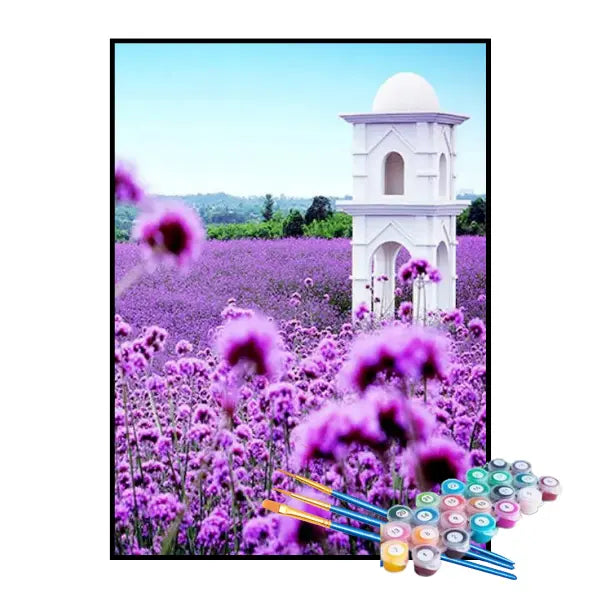 Kit de Pintura Numerada - Moinho no Campo de Lavanda