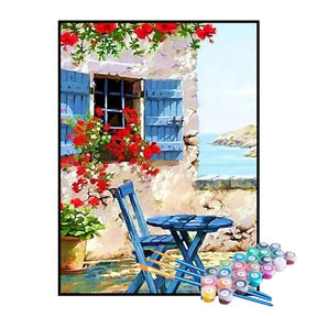 Kit de Pintura Numerada - Varanda Florida na Casa de Praia