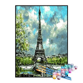 Kit de Pintura Numerada - Torre Eiffel e Céu Azul
