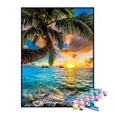 Kit de Pintura Numerada - Palmeiras Sob as Ondas do Mar