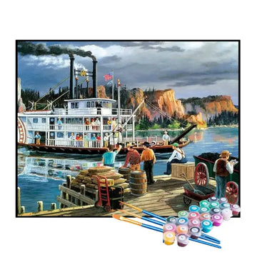 Kit de Pintura Numerada - Homens Carregando os Navios