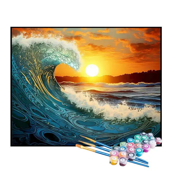 Kit de Pintura Numerada - Sol Iluminando as Ondas
