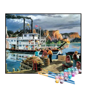 Kit de Pintura Numerada - Homens Carregando os Navios