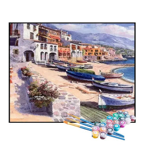 Kit de Pintura Numerada - Barquinhos na Areia